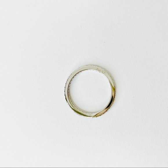 Pave Eternity Crystal Clear CZ Silver 18k White Gold Plated Ring Band Size 7 - Picture 4 of 6